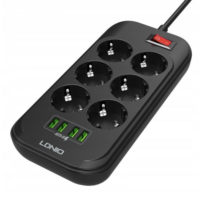 Chargers for Camera Batteries - Power strip Ldnio SE6403 with USB charger - quick order from manufacturer