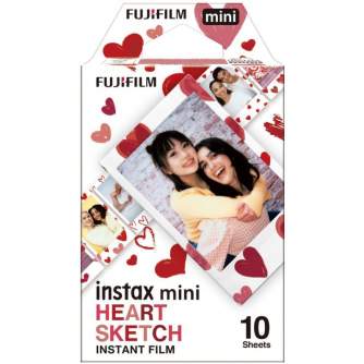Instantkameru filmiņas - Fujifilm Instax Mini 1x10 Heart Sketch - perc šodien Master Foto veikalā un ar piegādi Profesionāļu labākā izvēle