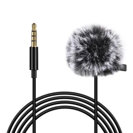 Puluz PU424 Jack Lavalier Wired Condenser Recording Microphone 1.5m 3.5mm
