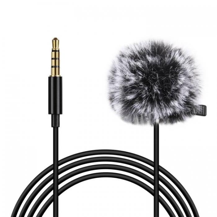 Mikrofoni - Puluz PU424 Jack Lavalier Wired Condenser Recording Microphone 1.5m 3.5mm - ātri pasūtīt no ražotāja