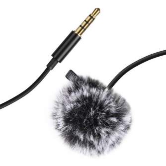 Mikrofoni - Puluz PU424 Jack Lavalier Wired Condenser Recording Microphone 1.5m 3.5mm - ātri pasūtīt no ražotāja
