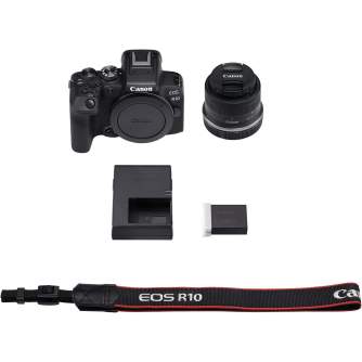 Bezspoguļa kameras - Canon EOS R10 RF-S 18-45mm F4.5-6.3 komplekts, bezspoguļa videologošanas kamera - perc šodien veikalā un ar piegādi