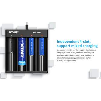 Baterijas, akumulatori un lādētāji - XTAR MC4S Type-C Li-ion/Ni-MH Battery Charger - perc šodien veikalā un ar piegādi