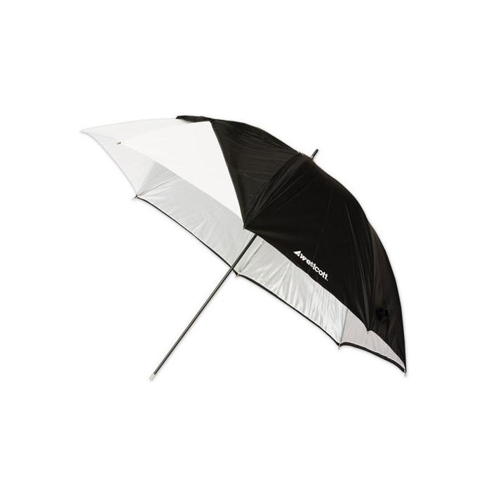 Umbrellas - Westcott 43"/109cm Optical White Satin Collapsible with Removable Black Cover - quick order from manufacturer