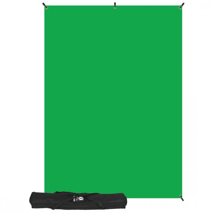 Fonu komplekti ar turētāju - Westcott X-Drop Wrinkle-Resistant Backdrop - Chroma-Key Green Kit (5 x 7) - ātri pasūtīt no ražotāja
