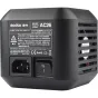 Godox AD600PRO AC power adapter – kompaktā mains‑sāls līdzeklis Godox Witstro AD600 Pro flash heads, ar trīs‑pūkstošo IEC soklu, sarkanu pārslēguma spēkli un skaidru informāciju par 33 V izteikumu.