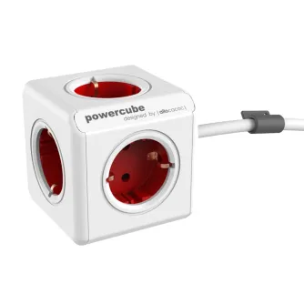 AC adapteri, strāvas vadi - Allocacoc PowerCube Extended Red 3 m kabelis - ātri pasūtīt no ražotāja