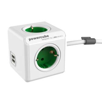 AC Adapters, Power Cords - Allocacoc PowerCube Extended USB Groen 1,5m Kabel - quick order from manufacturer