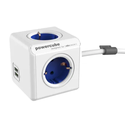Allocacoc PowerCube Extended USB Blauw 1,5m Kabel 1402BL/DEEUPC