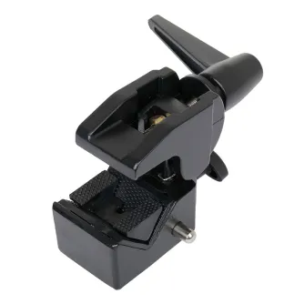 Caruba Screw Clamp Big D44469 with adjustable wedge insert and 5/8" spigot for 1/4" and 3/8" threaded accessories, sturdy metal handle for secure mounting on tubes or flat surfaces