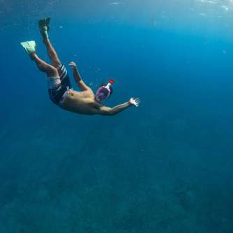 Underwater Photography - Caruba Full Face Snorkel Masker Swift - Vouwbaar + Action Cam Mount (Blauw - L / XL) - quick order from manufacturer