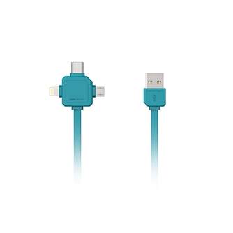 AC adapteri, strāvas vadi - Allocacoc 3-in-1 USB cable blue - ātri pasūtīt no ražotāja