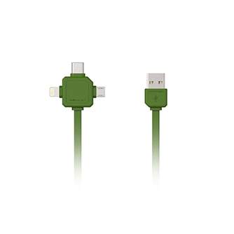 AC adapteri, strāvas vadi - Allocacoc 3-in-1 USB kabelis zaļš - ātri pasūtīt no ražotāja