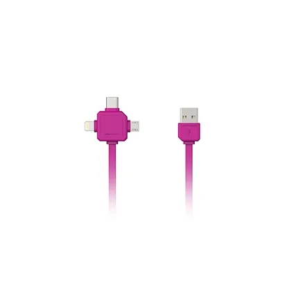Allocacoc 3 in 1 USB kabel Rose 9003PK/USBC15