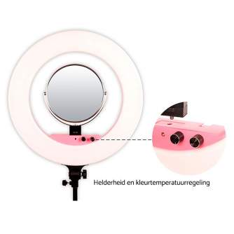 New products - Caruba Round Vlogger 18 inch LED Set PRO met Tas - Roze - quick order from manufacturer