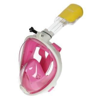 Sortimenta jaunumi - Caruba Full Face Snorkel Mask Dual Air - Detachable + Action Cam Mount (Pink - L / XL) - ātri pasūtīt no ražotāja
