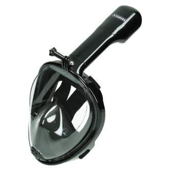 Caruba Full Face Snorkel Mask Dual Air - Detachable + Action Cam Mount (Black - S / M)