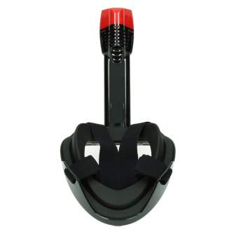 Sortimenta jaunumi - Caruba Full Face Snorkel Mask Pro - Extra Long + Action Cam Mount (Black + Red - S/M) - ātri pasūtīt no ražotāja