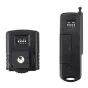 JJC JM-J (II) wireless remote control set, black receiver with 1/4" screw mount and DIP switches, matching transmitter with antenna, 50m range, compatible with Olympus RM-UC1