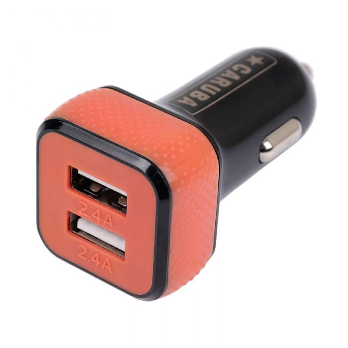 Power Banks - Caruba Duo USB Car Charger 4.8 amp Black / Red - quick order from manufacturer