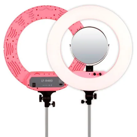 Caruba Round Vlogger 18 inch LED Set Economy met Tas Roze