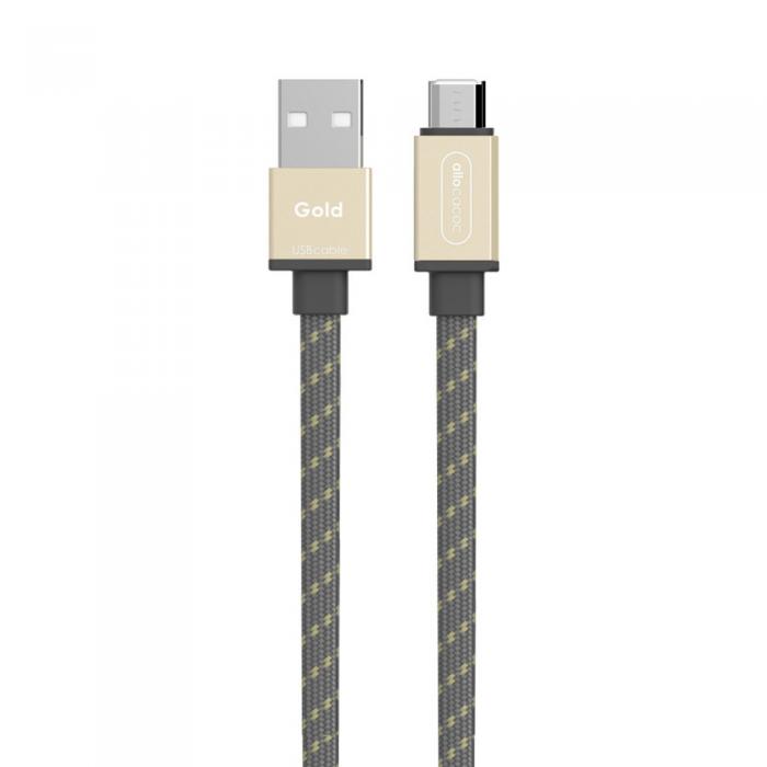 AC adapteri, strāvas vadi - Allocacoc USB kabelis microUSB Flat Gold - ātri pasūtīt no ražotāja