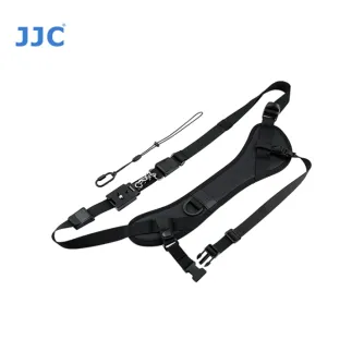 JJC NS-PRO1M Quick Release Sling Strap for DSLR and mirrorless cameras with adjustable length, padded shoulder section, Arca-Swiss quick release plate, and carabiner clip