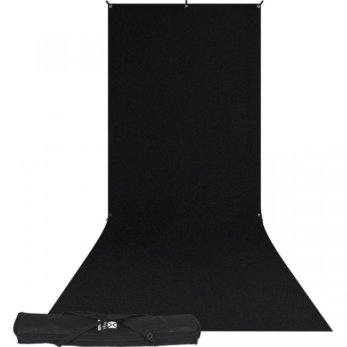 Fonu komplekti ar turētāju - Westcott X-Drop Wrinkle-Resistant Backdrop Kit - Rich Black Sweep (5 x 12) - ātri pasūtīt no ražotāja