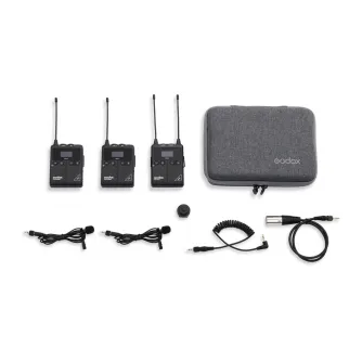 Bezvadu audio sistēmas - Godox UHF Wireless & Lavalier Microphone dubbelkit (2x TX1 /1x RX1 /2x LMS-12 - ātri pasūtīt no ražotāja