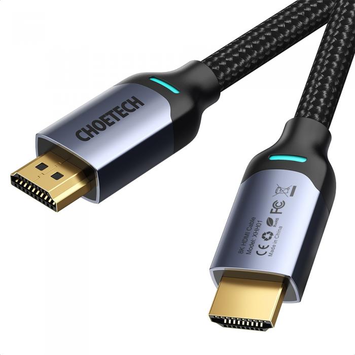 Rigu aksesuāri - Choetech 8K HDMI to HDMI 2M Nylon Cable XHH01 - быстрый заказ от производителя