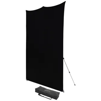 Fonu komplekti ar turētāju - Westcott X-Drop Pro Wrinkle-Resistant Backdrop Kit - Rich Black (8 x 8) - ātri pasūtīt no ražotāja