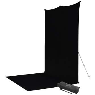 Background Set with Holder - Westcott X-Drop Pro Wrinkle-Resistant Backdrop Kit - Rich Black Sweep (8 x 13) - quick order from manufacturer