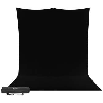 Комплект фона с держателями - Westcott X-Drop Pro Wrinkle-Resistant Backdrop Kit - Rich Black Sweep (8 x 13) - быстрый заказ от