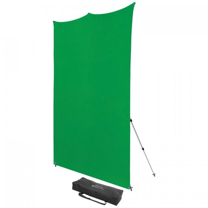 Fonu komplekti ar turētāju - Westcott X-Drop Pro Wrinkle-Resistant Backdrop Kit - Chroma-Key Green Screen (8 x 8) - ātri pasūtīt no ražotāja