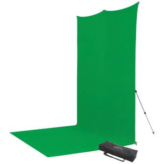 Комплект фона с держателями - Westcott X-Drop Pro Wrinkle-Resistant Backdrop Kit - Chroma-Key Green Screen Sweep (8 x 13) - быс