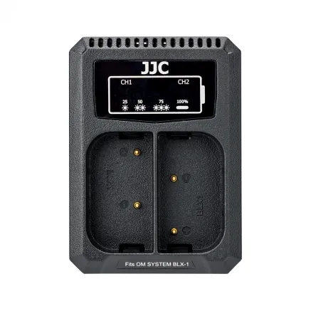 JJC Olympus DCH BLX1 USB Dubbele Batterijlader (Olympus OM System BCX 1)