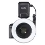 Godox ML150II Macro Ring Flash with adapter rings, circular lighting for macro photography, powered by 4xAA batteries, GN12 guide number, 5800K CCT, 1/200S-1/5000S flash duration, lightweight design at 0.42kg