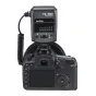 Godox ML-150II Macro Ring Flash with adjustable brightness settings and diffuser, mounted on a DSLR camera with coiled cable