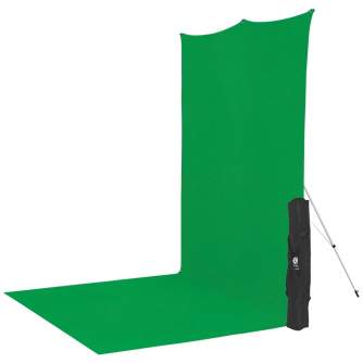 Fonu komplekti ar turētāju - Westcott X-Drop Wrinkle-Resistant Backdrop Kit - Green Screen Sweep (5 x 12) - ātri pasūtīt no ražotāja