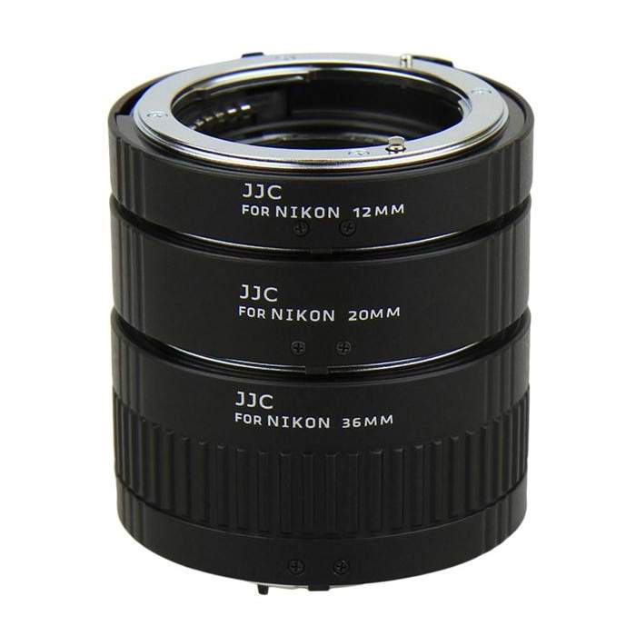 Больше не производится - JJC AET-NS 12mm,20mm and 36mm Nikon F macro gredzenu komplekts ar auto-fokusa funkciju