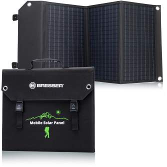 Portatīvie saules paneļi un spēkstacijas - BRESSER Mobile Solar Charger 60 Watt with USB and DC output - ātri pasūtīt no ražotāja