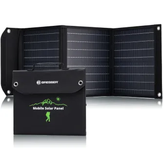 Portatīvie saules paneļi un spēkstacijas - BRESSER Mobile Solar Charger 40 Watt with USB and DC output - ātri pasūtīt no ražotāja