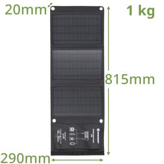 Portatīvie saules paneļi un spēkstacijas - BRESSER Mobile Solar Charger 21 Watt with USB and DC output - ātri pasūtīt no ražotāja