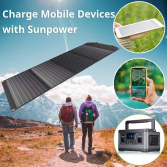 Portatīvie saules paneļi un spēkstacijas - BRESSER Mobile Solar Charger 120 Watt with USB and DC output - ātri pasūtīt no ražotāja