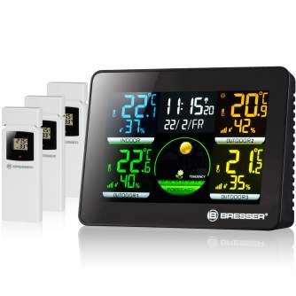 Метеостанции - BRESSER Thermo Hygro Quadro NLX - Thermo-/Hygrometer with 3 outdoor sensors - быстрый заказ от производителя