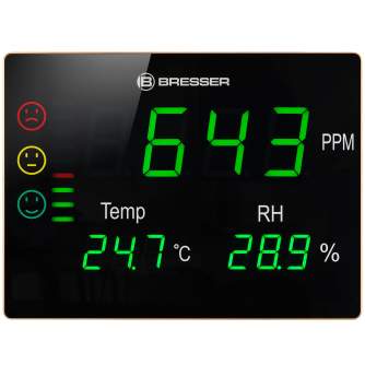 Метеостанции - BRESSER CO2 measuring device Smile XXL with traffic lights and extra-large LED display - быстрый заказ от произво