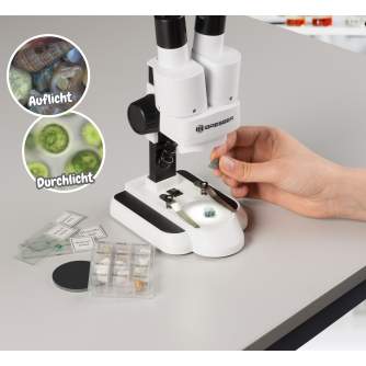 Mikroskopi - BRESSER JUNIOR Incident and transmitted Microscope 50x - ātri pasūtīt no ražotāja
