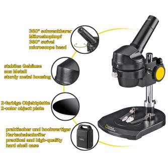 Mikroskopi - Bresser NATIONAL GEOGRAPHIC Reflected Light Microscope 20x magnification - ātri pasūtīt no ražotāja