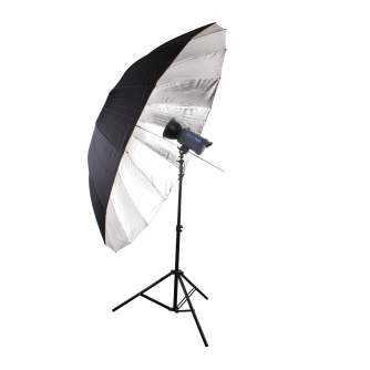 Umbrellas - BRESSER SM-09 Jumbo Reflective Umbrella silver/black 180 cm - quick order from manufacturer