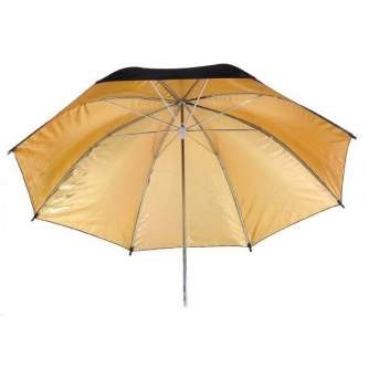 Umbrellas - BRESSER BR-BG83 Reflective Umbrella black/gold 83cm - quick order from manufacturer